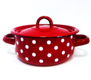 LÁBAS+FEDŐ ZOMÁNC, PIROS PÖTTYÖS 1,5L TORO 8#