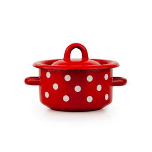 LÁBAS+FEDŐ ZOMÁNC, PIROS PÖTTYÖS 0,4 L TORO 9#