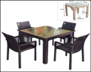 ASZTAL ÜVEGLAPOS 90x90CM BARNA BAHAR