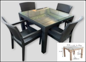 ASZTAL ÜVEGLAPOS 90x90CM ANTRACIT BAHAR