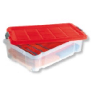 TÁROLÓDOBOZ ÁGYALATTI FEDÉL+KERÉK EURO BOX 39*59*16 CM