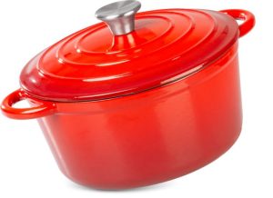 ÖNTÖTTVAS LÁBAS 24CM 4 L-ES ZOMÁNCOZOTT PIROS