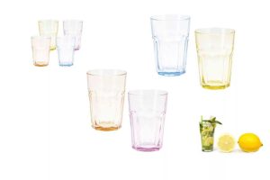 POHÁR VÍZES SZINES 360 ML. 4 DB